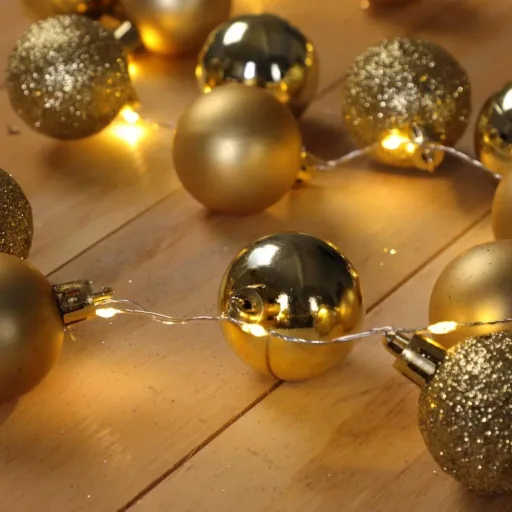 Weihnachtslichterkette LED gold 2m Kugeln