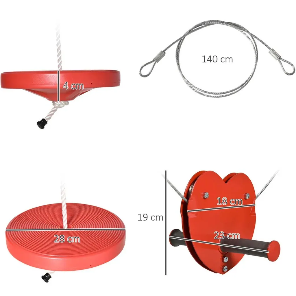 Outdoor-Seilrutsche für Kinder von 3-14 Jahren, rot 2000 x 28 x 140 cm