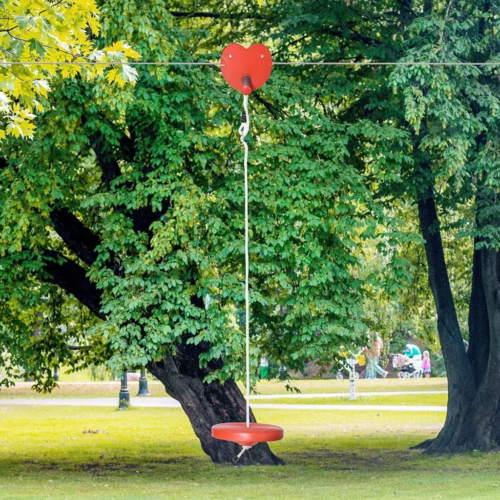 Outdoor-Seilrutsche für Kinder von 3-14 Jahren, rot 2000 x 28 x 140 cm