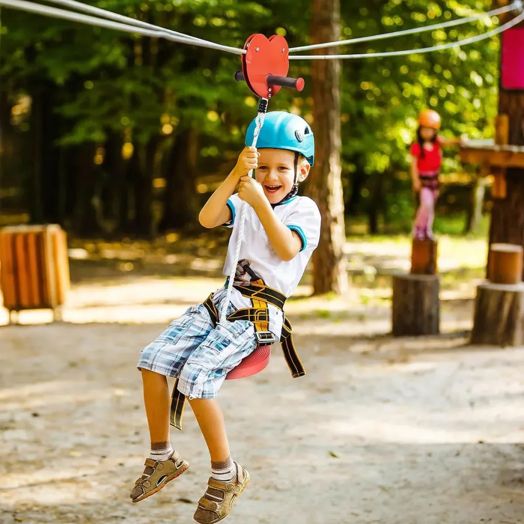 Outdoor-Seilrutsche für Kinder von 3-14 Jahren, rot 2000 x 28 x 140 cm