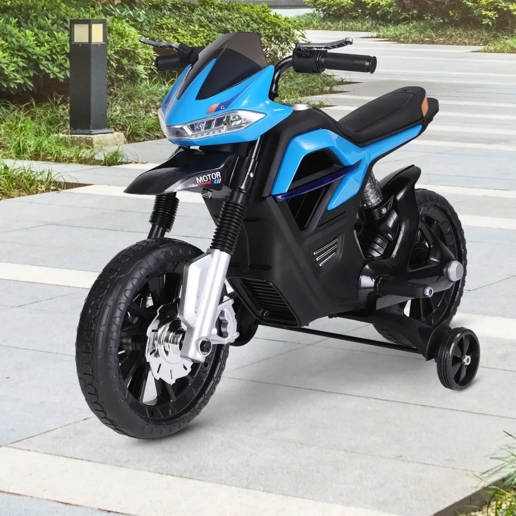 Elektro-Motorrad Motorrad für Kinder ab 3 Jahren Elektrofahrzeuge 3 km/h PP Blau 105 x 52,3 x 62,3 cm