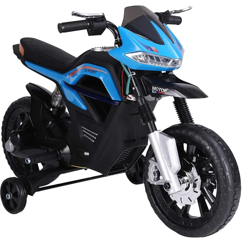 Elektro-Motorrad Motorrad für Kinder ab 3 Jahren Elektrofahrzeuge 3 km/h PP Blau 105 x 52,3 x 62,3 cm