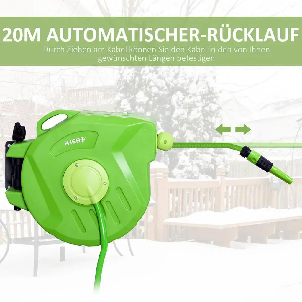 Schlauchtrommel 20+2m Schlauchaufroller Automatik schwenkbar Druckluft Garten 180° schenkbar Druckluftschlauch Grün