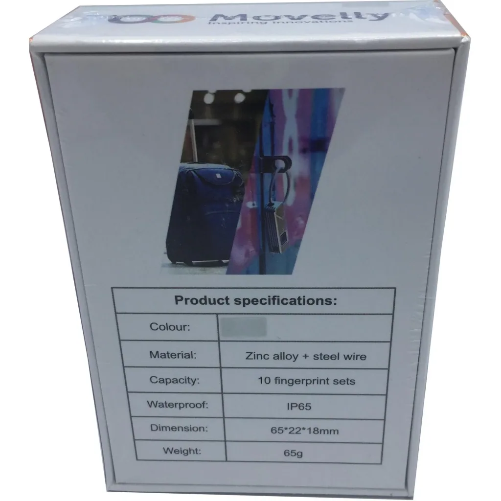 Movelly fingerprint padlock mattschwarz