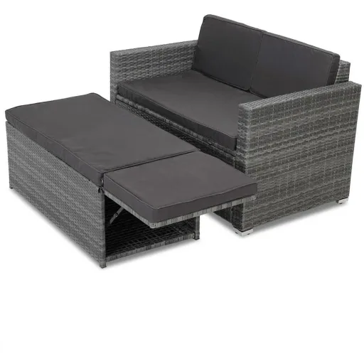 Zweisitziges Sofa - Polyrattan - Grau