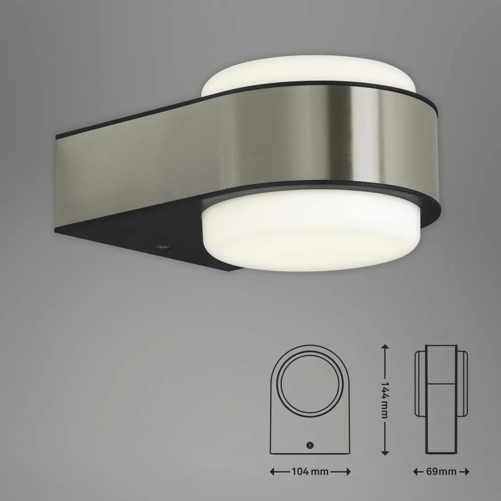 HANAU LED Außenwandleuchte, Kunststoff / Edelstahl, IP 44, 6,5 Watt, 650 lm, 4.000K