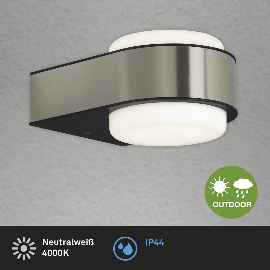 HANAU LED Außenwandleuchte, Kunststoff / Edelstahl, IP 44, 6,5 Watt, 650 lm, 4.000K