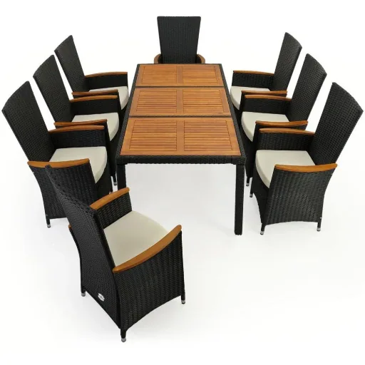 Polyrattan-Sitzgruppe Verona 17-teilig - Schwarz