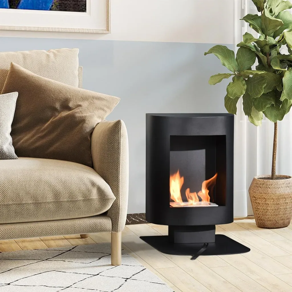 Ethanol-Kamin Bio-Ethanol-Brenner 2000W 1,5L 3 Std. Brenndauer kein Rauch frei stehend einzigartig Stahl Schwarz