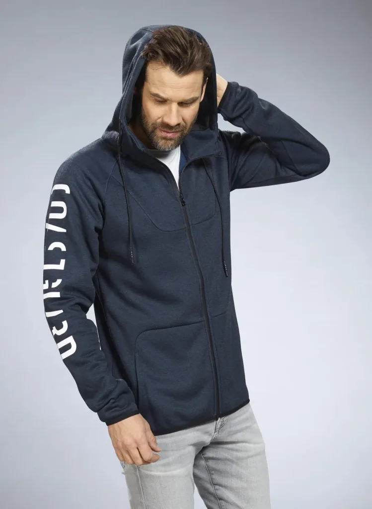 Sweatjacke mit Kapuze, Farbe marine, Gr.M