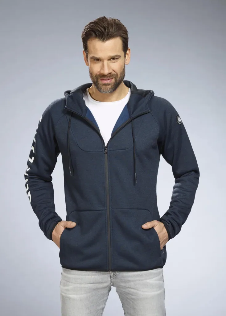 Sweatjacke mit Kapuze, Farbe marine, Gr.M