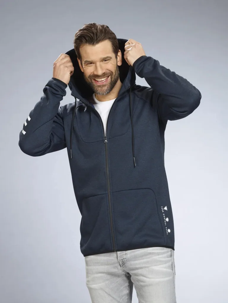 Sweatjacke mit Kapuze, Farbe marine, Gr.M