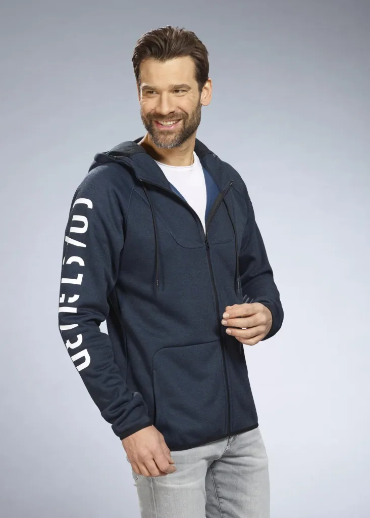 Sweatjacke mit Kapuze, Farbe marine, Gr.M