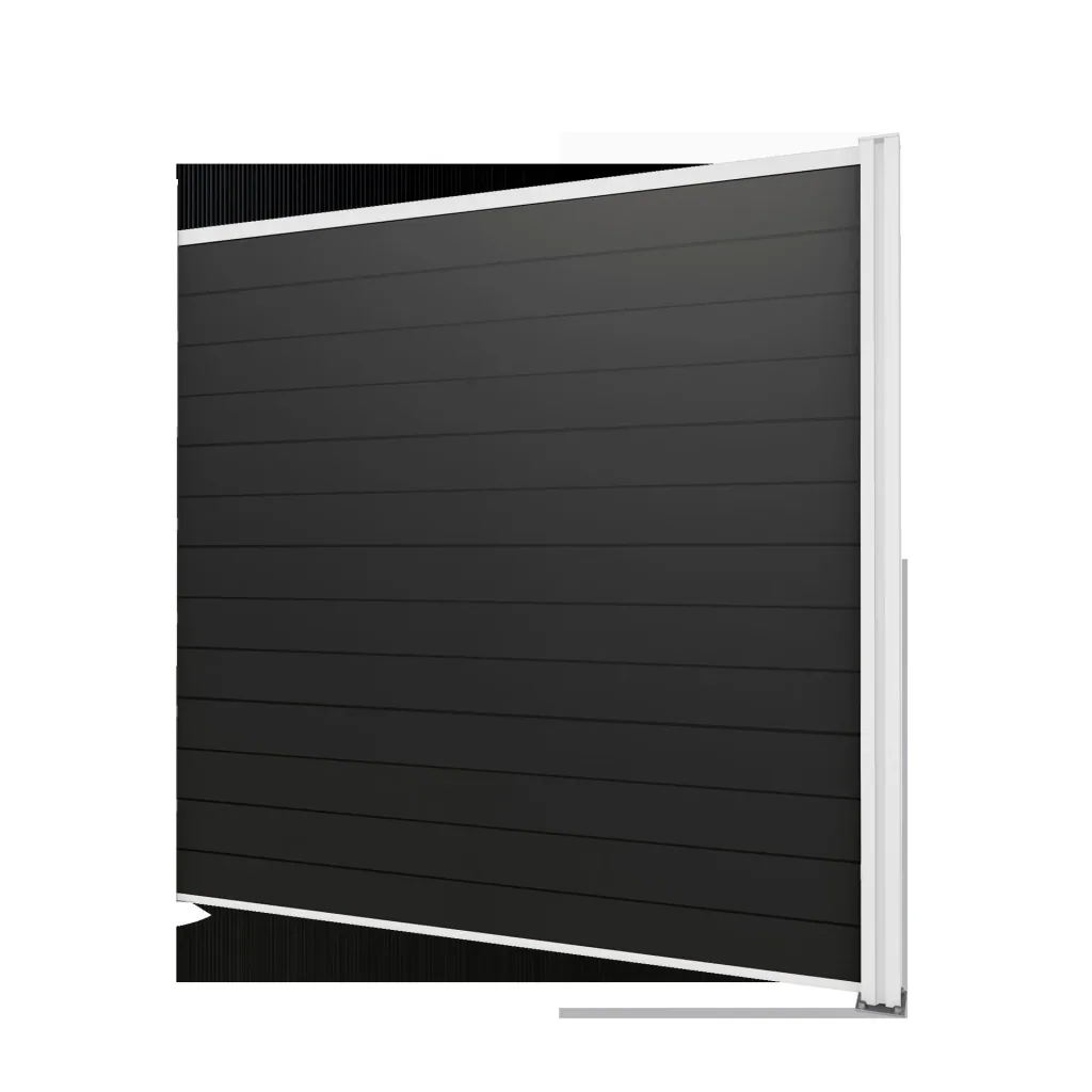 Sichtschutz Erweiterung, weiß, 1,94 x 1,86 m, WPC Dielen grau
