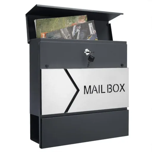 Designerbriefkasten anthrazit / silber