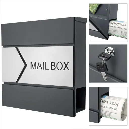Designerbriefkasten anthrazit / silber