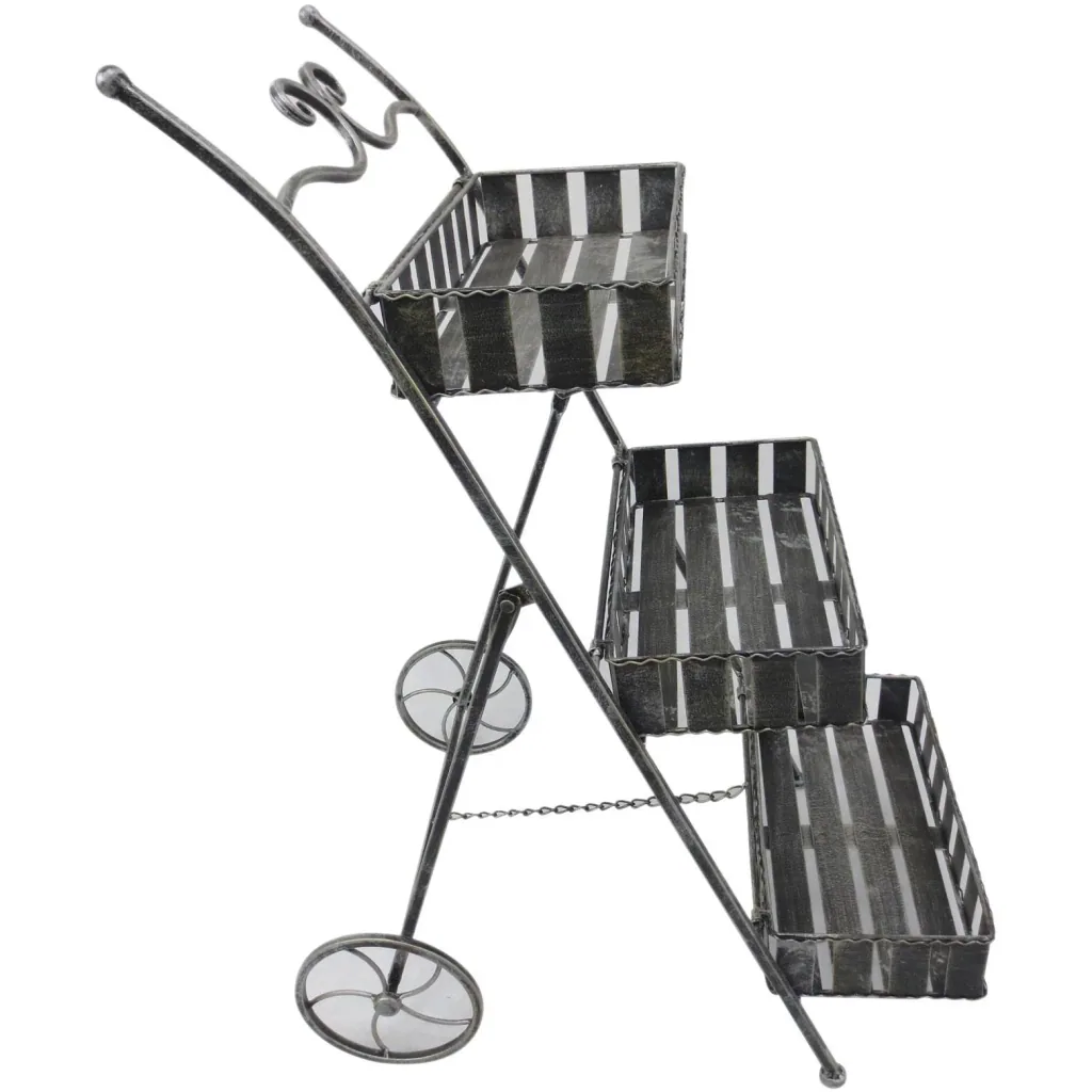 Pflanzregal Pflanzenständer Blumenregal Pflanzenkasten 3 x Ebene Metall Silbergrau 53 x 39 x 79 cm