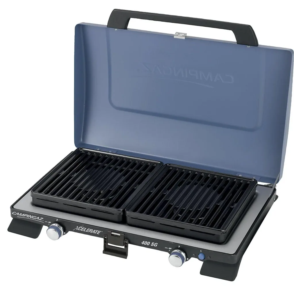 400 SG (Kocher mit Grillplatte, mit Xcelerate  Brenner) 2-flammig, mit 2-teiligem Grillaufsatz, Piezozündung und Deckel
