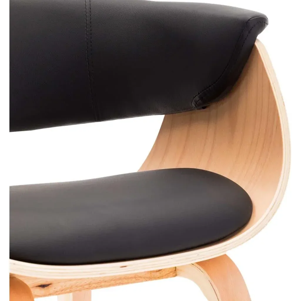 Esszimmerstuhl gebogenes Holz und Kunstleder schwarz