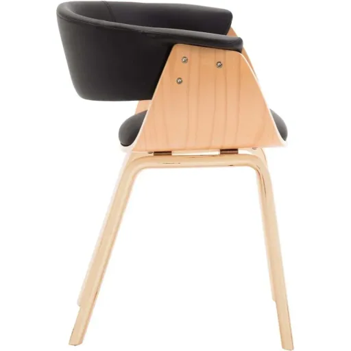 Esszimmerstuhl gebogenes Holz und Kunstleder schwarz