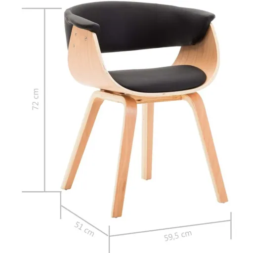 Esszimmerstuhl gebogenes Holz und Kunstleder schwarz