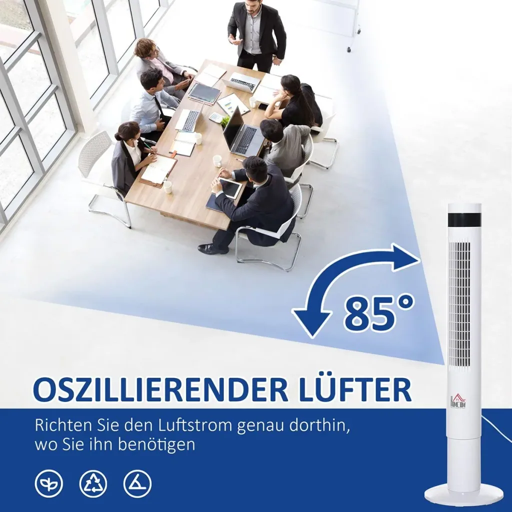 Turmventilator mit Fernsteuerung weiß