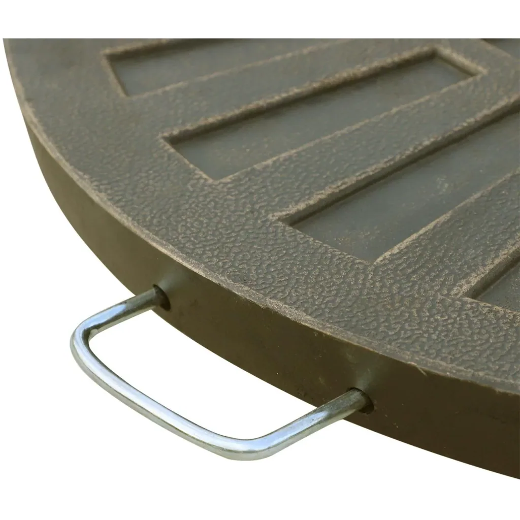 2 tlg, Sonnenschirmständer Platten-Schirmständer Schirmständer halbrund abnehmbar Handgriff mit Harz Bronze 30 kg