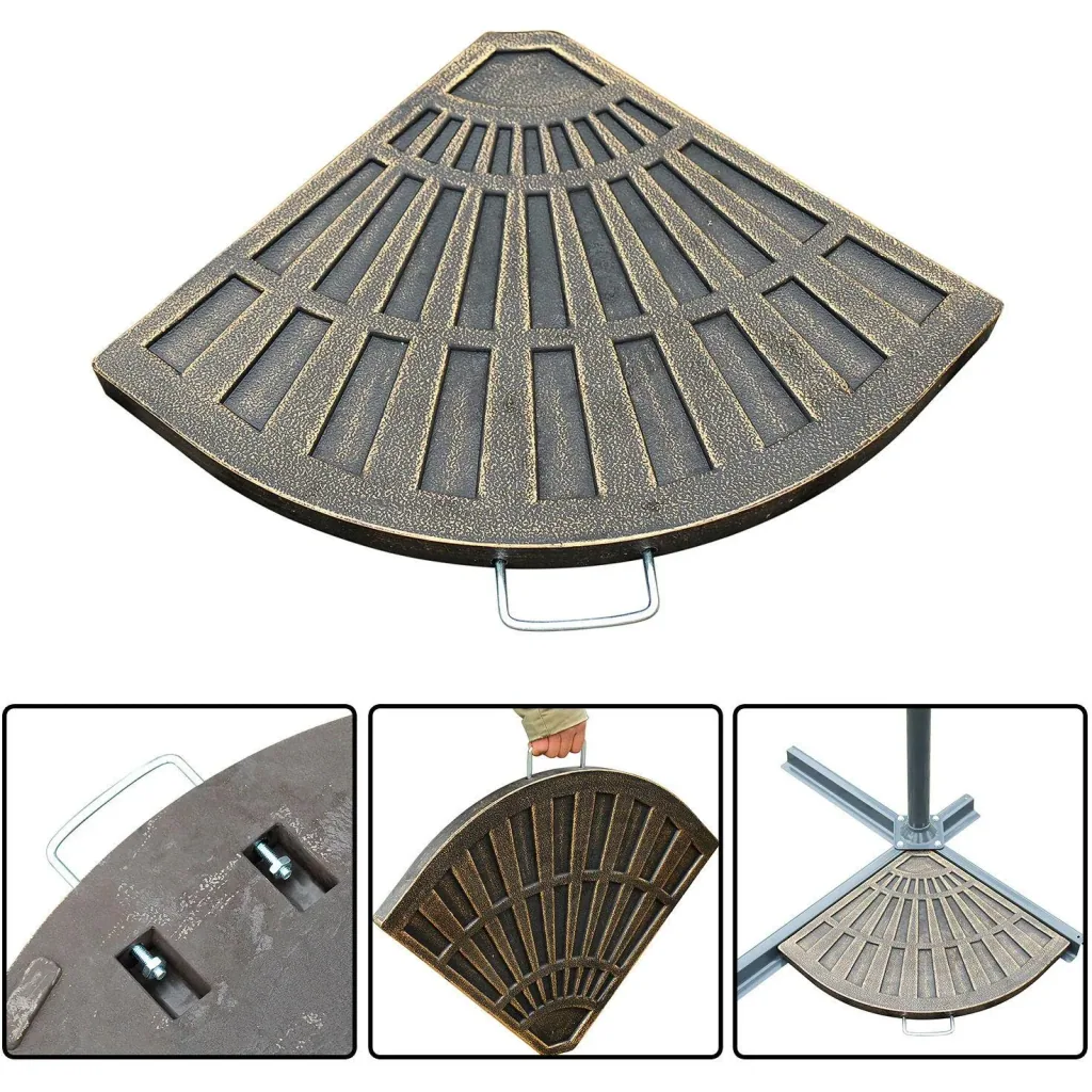 2 tlg, Sonnenschirmständer Platten-Schirmständer Schirmständer halbrund abnehmbar Handgriff mit Harz Bronze 30 kg
