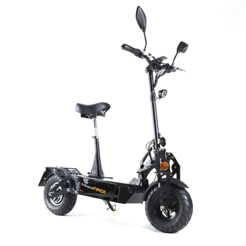 Elektro-Faltroller Speedster 45 km/h, 1000 Watt, inklusive Blinkanlage und Gepäckfach, Schwarz