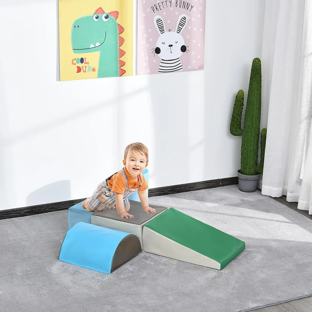 Bausteinset 5er-Set Schaumstoff Bausteine Bauklötze Bauspielzeug Schaumstoffblöcke für 1-3 Jahre alt Kinder Kunstleder E