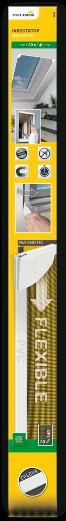 Fliegengitter für Dachfenster mit Magnetrahmen, Farbe weiß, 80 x 140 cm