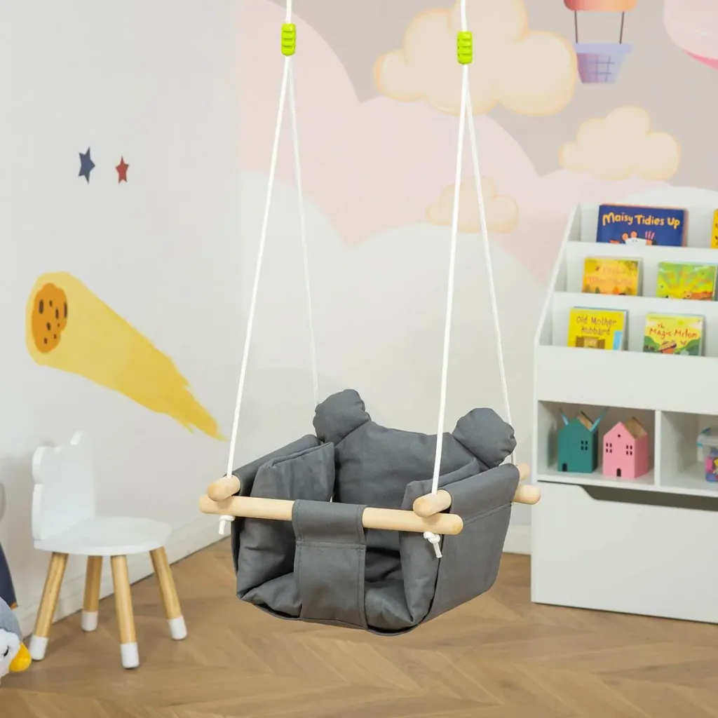 Schaukel für Kleinkinder mit Sicherheitsgurt bis zu 80 kg Grau