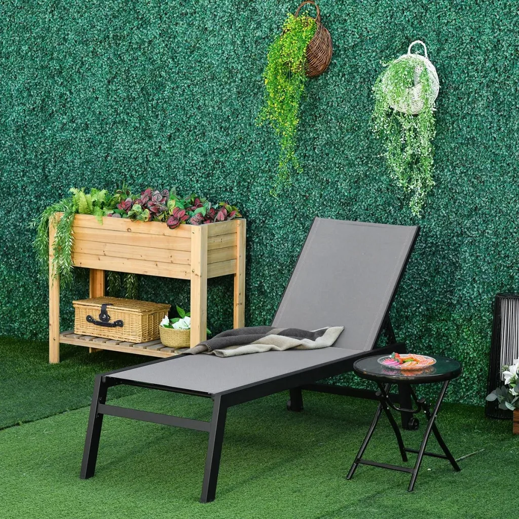 Sonnenliege, Gartenliege, Relaxliege, 5-stufige Rückenlehne, Gartenmöbel Alu, Grau, 169 x 65 x 102 cm Sonnenliege Garten