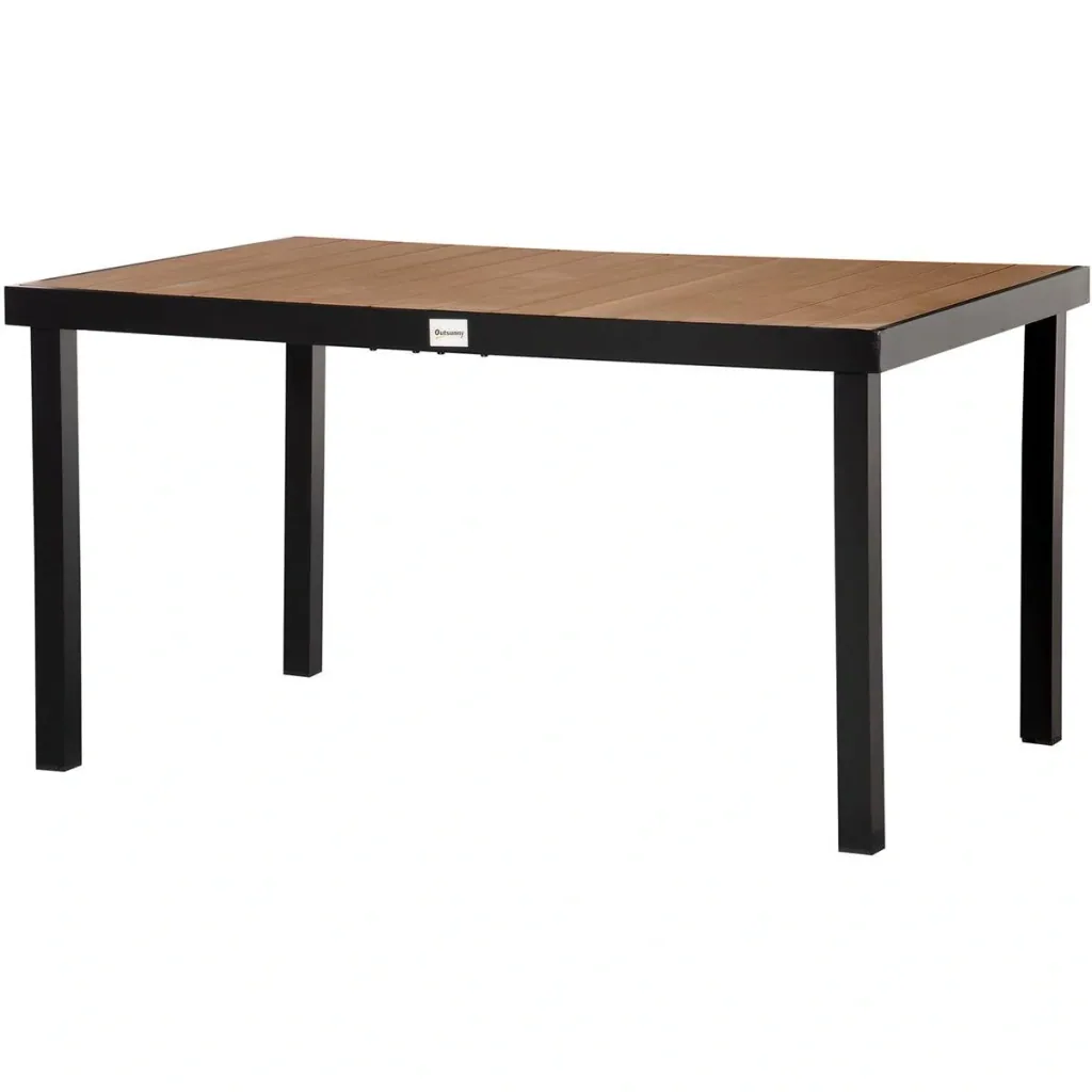 Gartentisch für 6 Personen Aluminium Holz 140cm x 90 cm x 74 cm