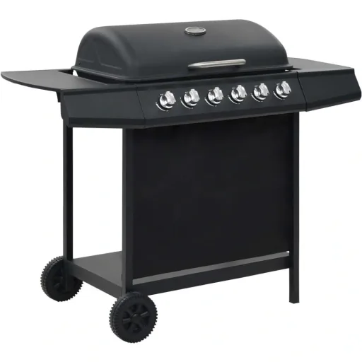 Gasgrill mit 6 Kochstellen Stahl schwarz