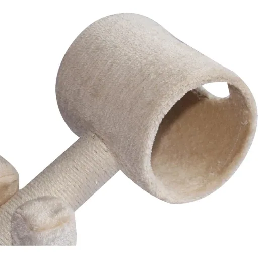 Kratzbaum Katzenbaum Spielbaum Wippe 2 Tunnel mit Loch Beige L67 x B30 x H26 cm