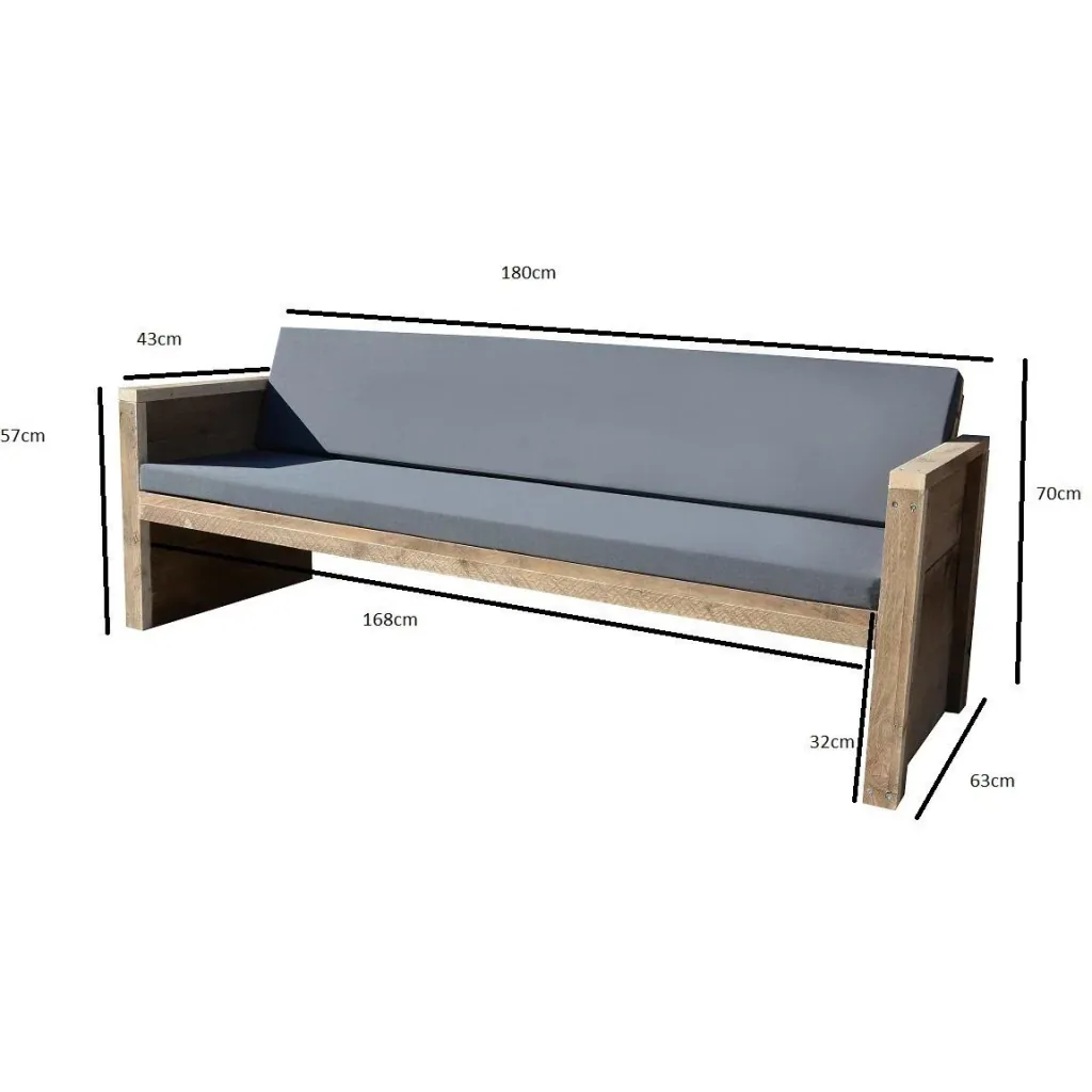 Montagepaket Lounge Sofa / Gartenbank Pepijn inkl. Outdoor-Kissen