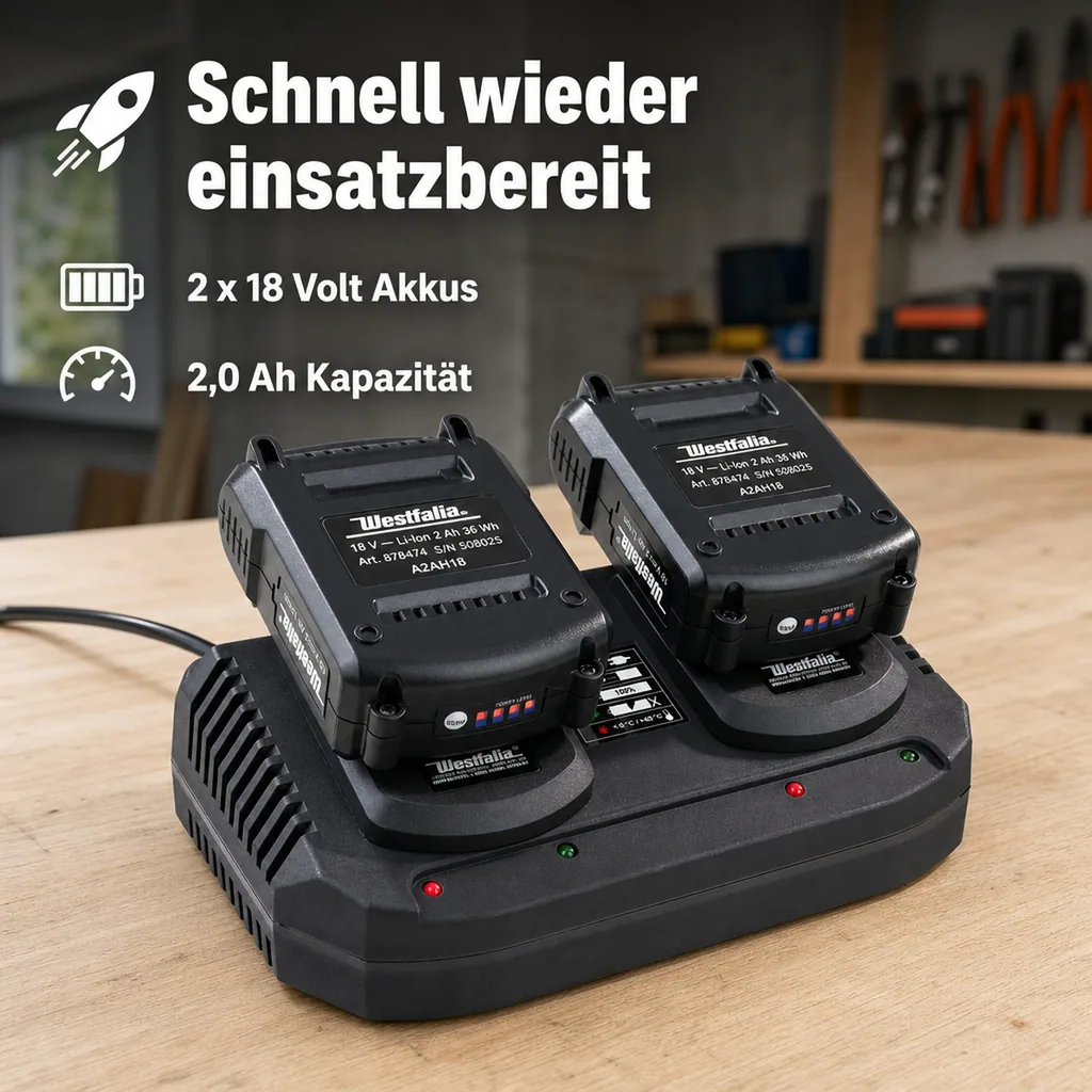 Akku-Set 2 x 18 Volt Akku 2 Ah + 1 x Doppel - Schnellladegerät