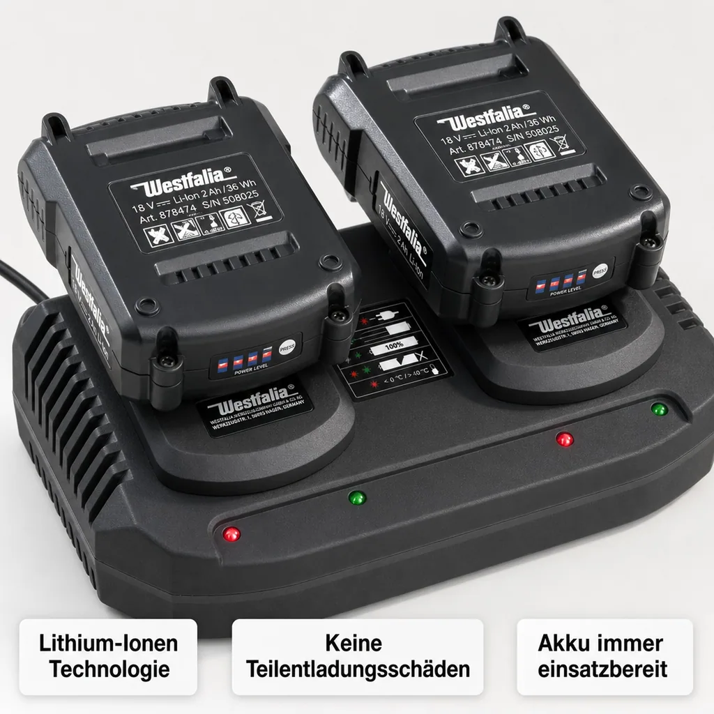 Akku-Set 2 x 18 Volt Akku 2 Ah + 1 x Doppel - Schnellladegerät