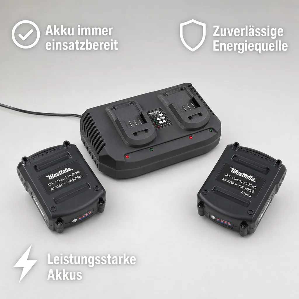 Akku-Set 2 x 18 Volt Akku 2 Ah + 1 x Doppel - Schnellladegerät