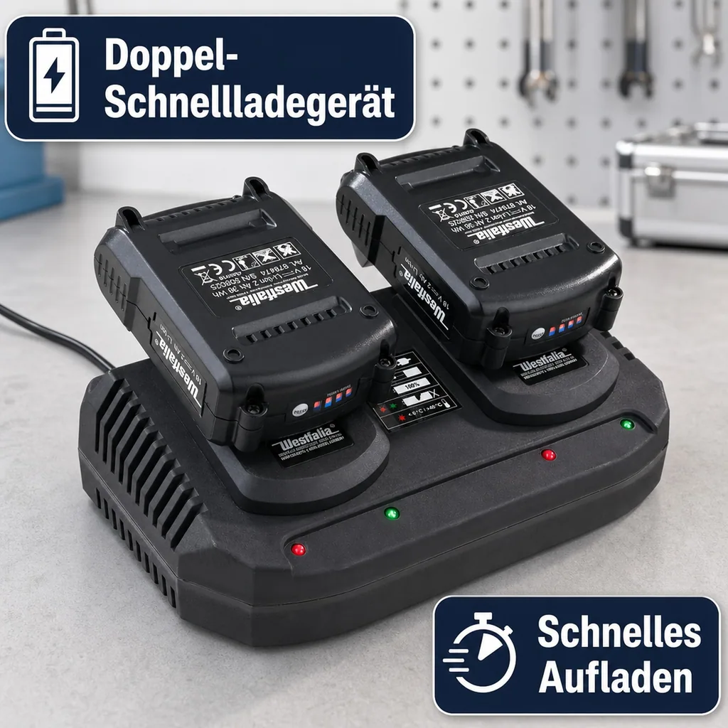 Akku-Set 2 x 18 Volt Akku 2 Ah + 1 x Doppel - Schnellladegerät