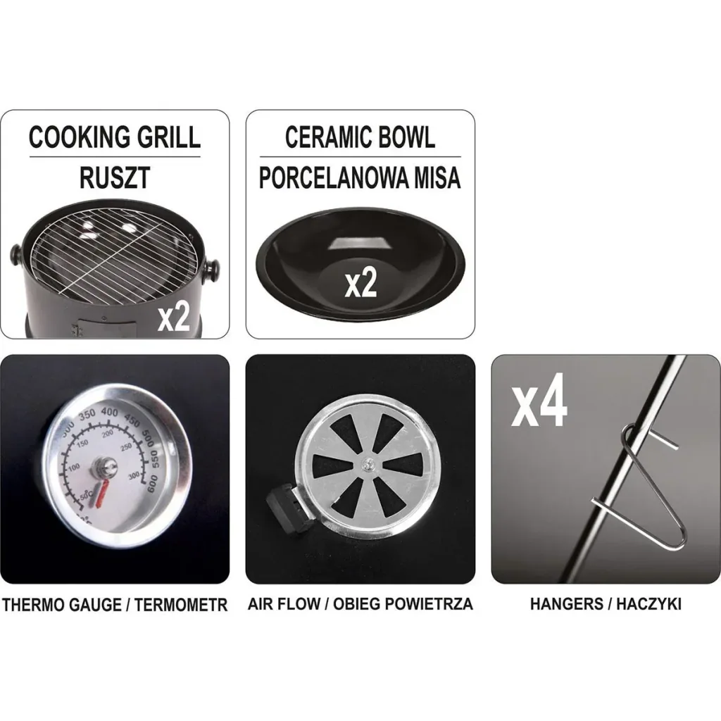 BBQ Roker/ Barbecue Grill - 40cm Grill - 4 Aufhänger