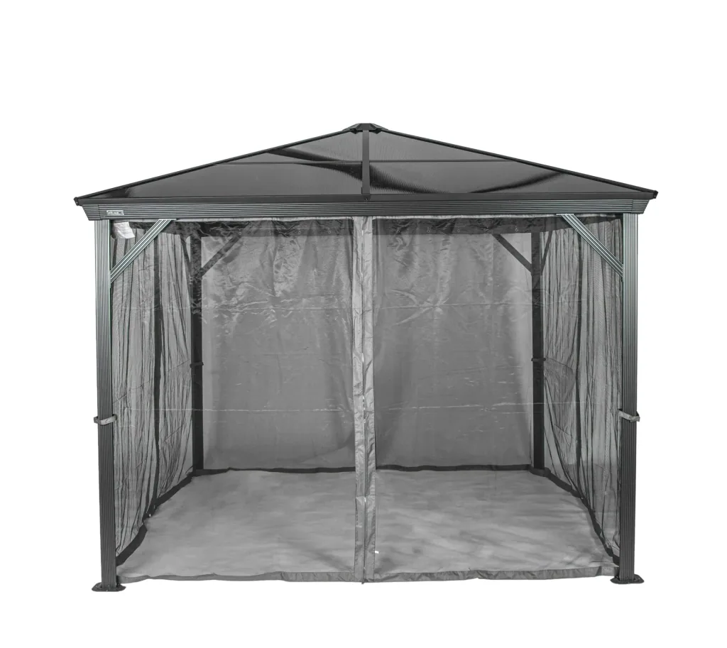 Sojag Pavillon Verona 1010 298,3×298,3×261 cm Anthrazit – Hardtop mit 6-mm-Polycarbonatdach