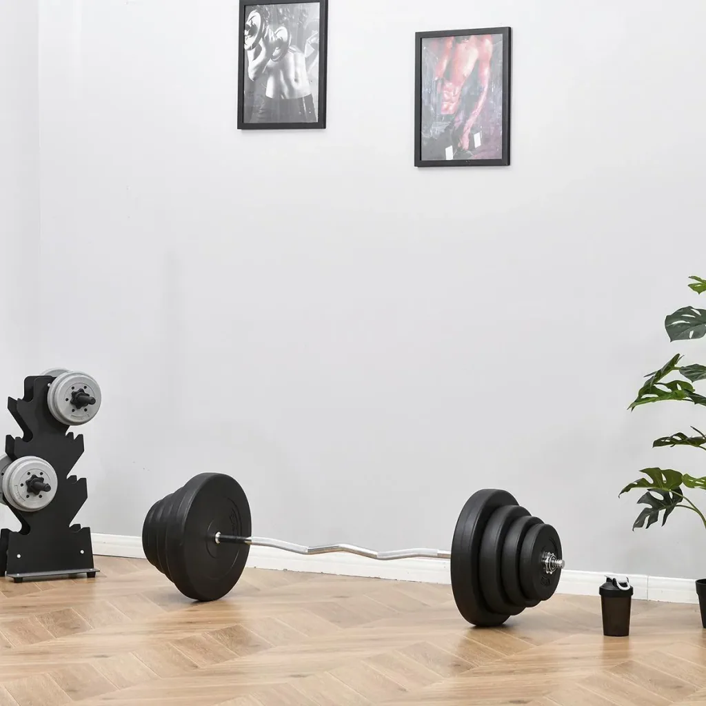 Langhantel Set Kurzhantel einstellbar mit W-förmigen Griffe für Krafttraining 70 kg Metall Schwarz