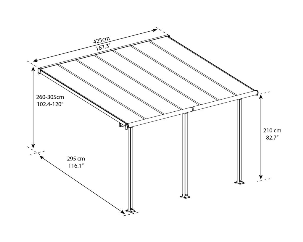Terrassendach „Olympia“, Anthrazit, 3 x 4,25 m