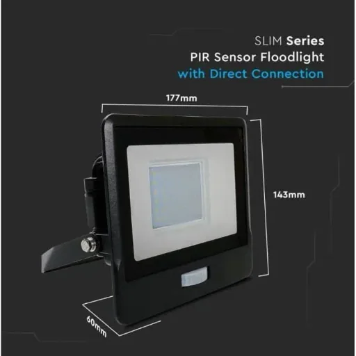 VT-138S LED-Flutlicht mit Sensor - 30 W - 2340 Lm - 3000K - Schwarz