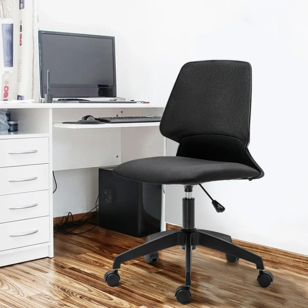 Drehstuhl Schreibtischstuhl rollbar höhenverstellbar ergonomisch gepolstert Leinen Schwarz 60 x 50 x (84 93) cm