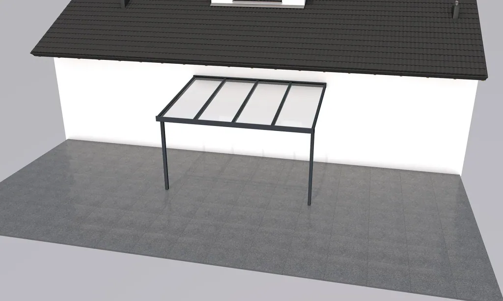 Terrassendach Premium, anthrazit, 4102 x 3060 mm - 10mm Verbundsicherheitsglas (VSG)
