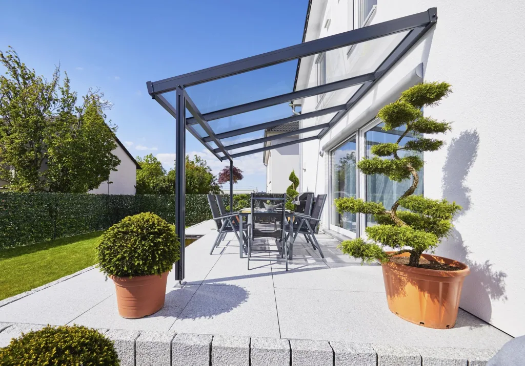 Terrassendach Premium, anthrazit, 4102 x 3060 mm - 10mm Verbundsicherheitsglas (VSG)