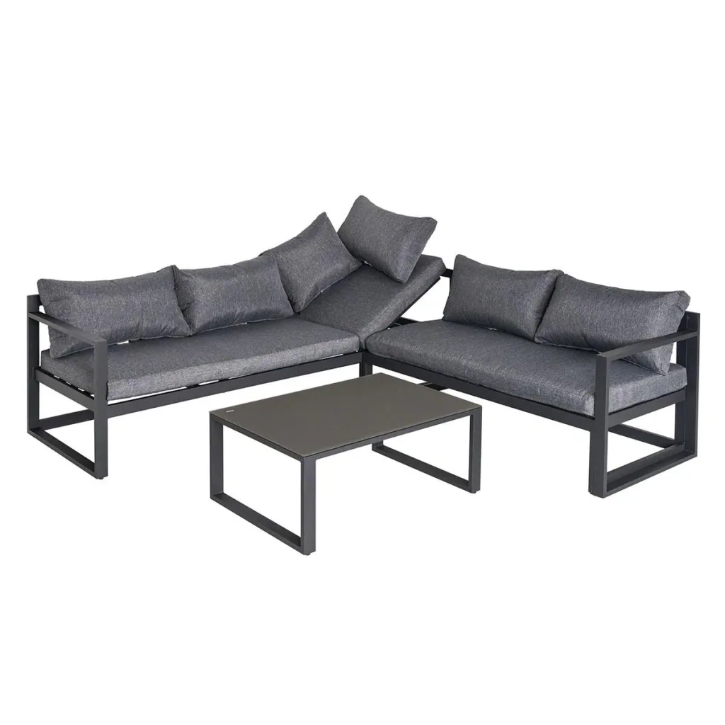 3-tlg. Gartengarnitur Gartenmöbel-Set 4-stufig verstellbar Gartenliege Gartenset Sitzgruppe mit Beistelltisch Sofa mit K